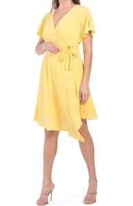 𝅺maggy London Side Pleated Bodice Overlap Dress